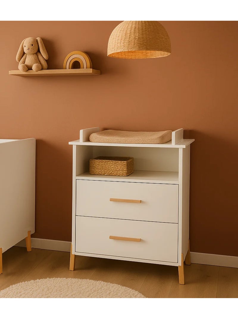 Cambiador sobre patas de madera - BABYPRICE Blanco Marrón - Kiabi
