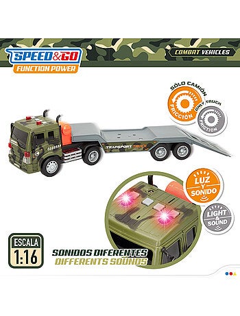 Camión de juguete portacoches militares con luz y sonido speed & go
