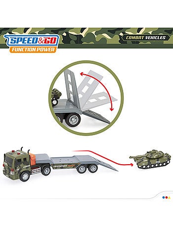 Camión de juguete portacoches militares con luz y sonido speed & go