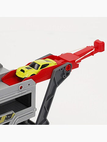Camión lanzador de coches con pista looping y coche metálico teamsterz