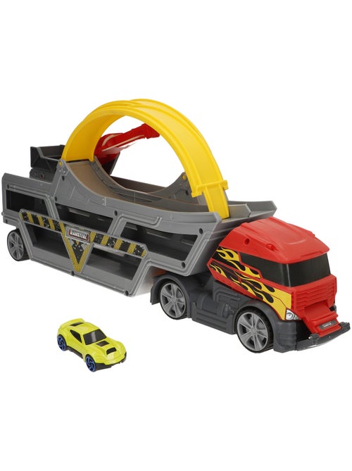 Camión lanzador de coches con pista looping y coche metálico teamsterz - Kiabi