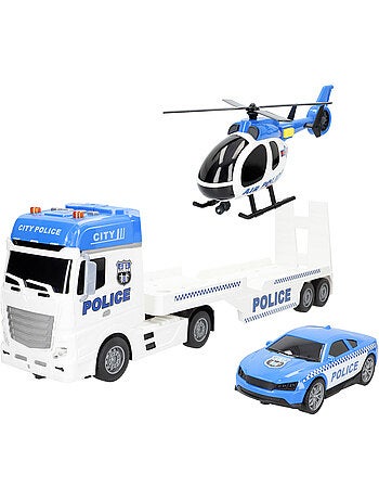 Camión portavehículos policía fricción c/luz y sonido 1:12 speed & go