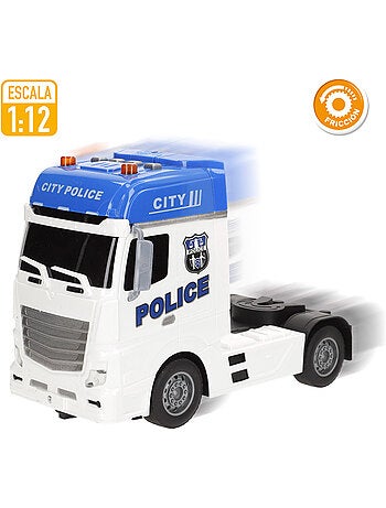 Camión portavehículos policía fricción c/luz y sonido 1:12 speed & go