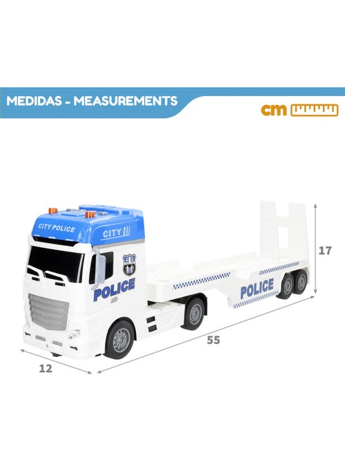 Camión portavehículos policía fricción c/luz y sonido 1:12 speed & go - Kiabi