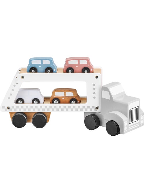 Camion transportador coches madera juguete educativo 4 coches - Kiabi