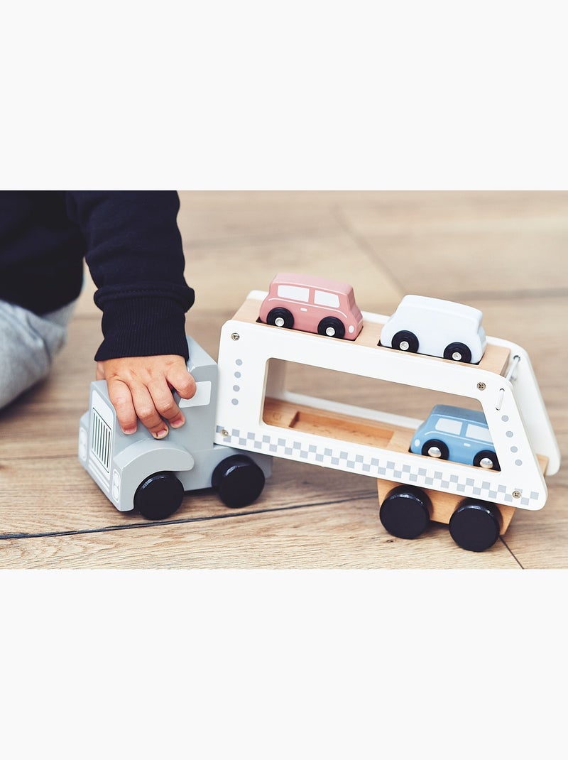 Camion transportador coches madera juguete educativo 4 coches N/D - Kiabi