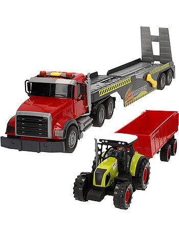 Camión transporte agrícola con luz y sonido 1:14 + tractor y remolque speed & go