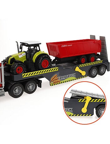 Camión transporte agrícola con luz y sonido 1:14 + tractor y remolque speed & go