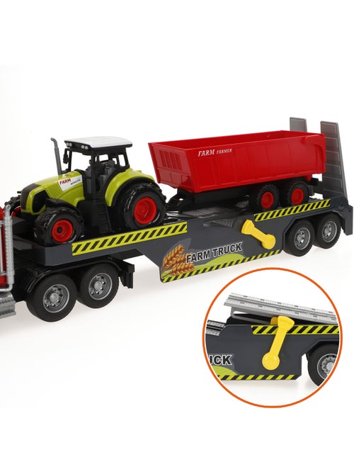 Camión transporte agrícola con luz y sonido 1:14 + tractor y remolque speed & go - Kiabi