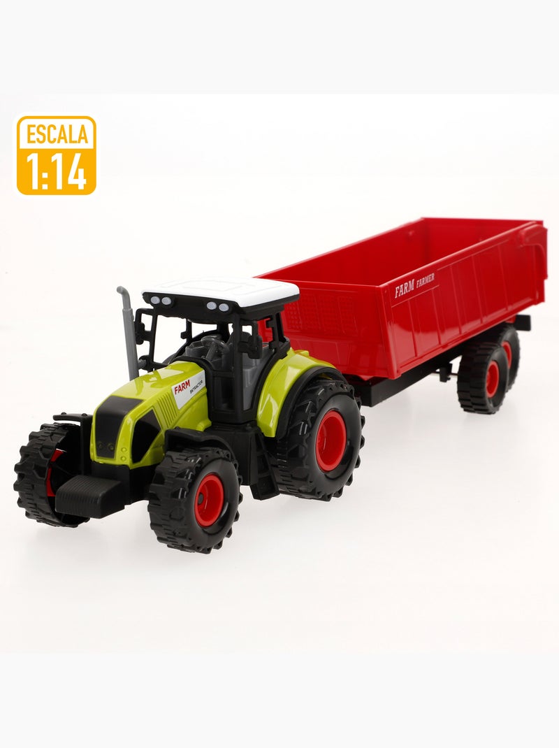 Camión transporte agrícola con luz y sonido 1:14 + tractor y remolque speed & go N/D - Kiabi
