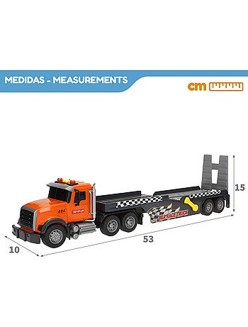Camión transporte con luz y sonido 1:14 + lancha de juguete speed & go