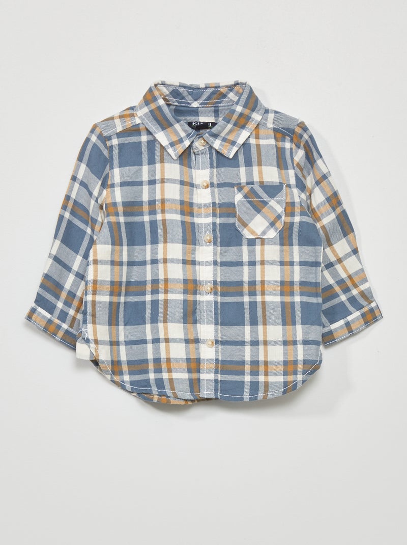 Camisa a cuadros de sarga AZUL - Kiabi