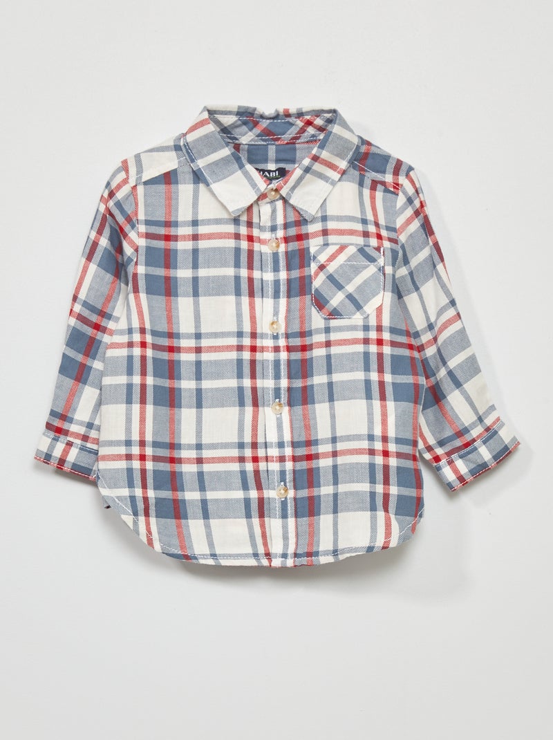 Camisa a cuadros de sarga BLANCO - Kiabi