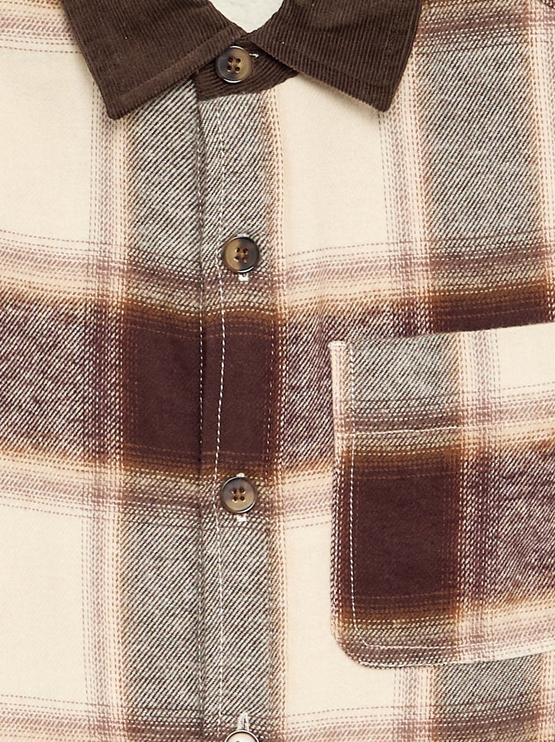 Camisa a cuadros forrada Marron - Kiabi