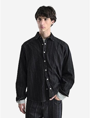Camisa a rayas con botones para hombre giesto