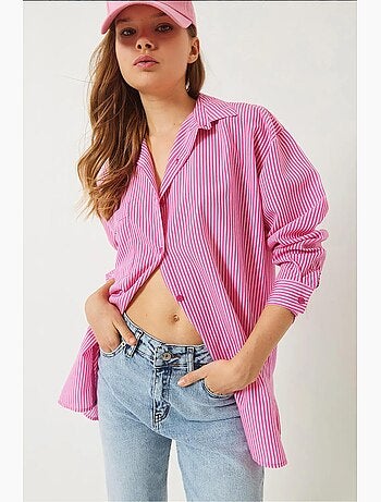 Camisa a rayas con botones y abertura lucci