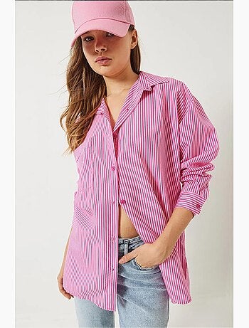 Camisa a rayas con botones y abertura lucci