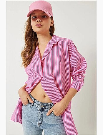 Camisa a rayas con botones y abertura lucci