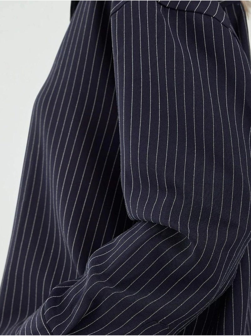 Camisa a rayas con botones y cuello camisero hiccup Azul marino - Kiabi
