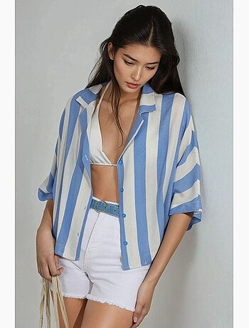 Camisa a rayas de corte relajado con botones busem