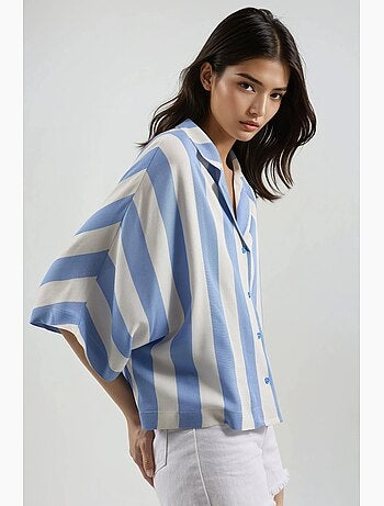 Camisa a rayas de corte relajado con botones busem