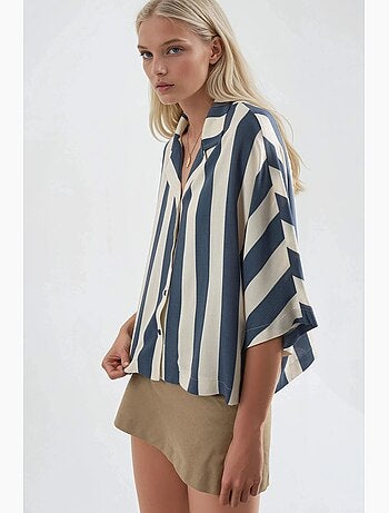 Camisa a rayas de corte relajado con botones busem
