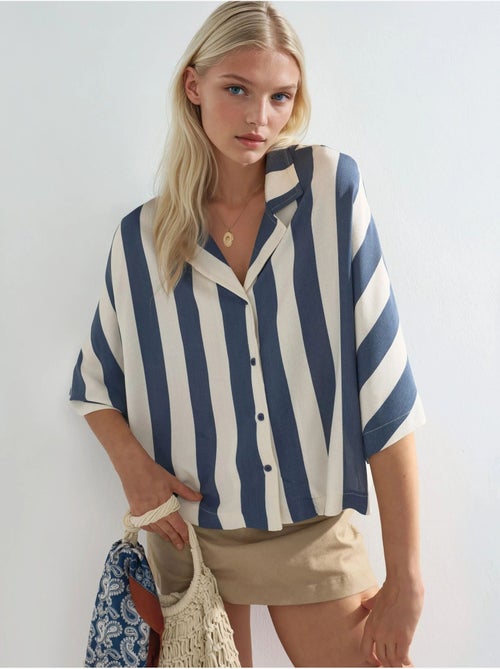 Camisa a rayas de corte relajado con botones busem - Kiabi