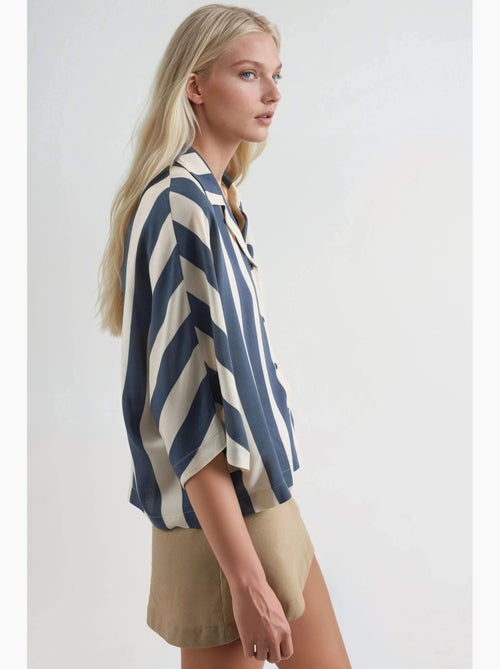 Camisa a rayas de corte relajado con botones busem - Kiabi