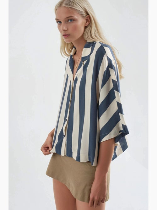 Camisa a rayas de corte relajado con botones busem - Kiabi