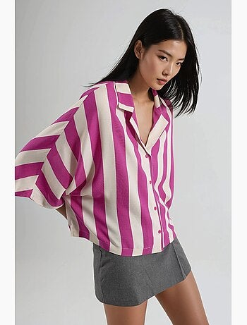Camisa a rayas de corte relajado con botones busem