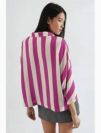 Camisa a rayas de corte relajado con botones busem