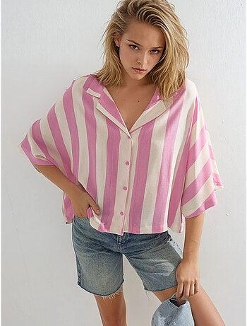Camisa a rayas de corte relajado con botones busem