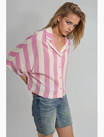 Camisa a rayas de corte relajado con botones busem