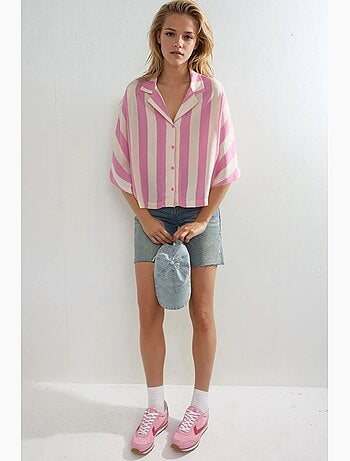 Camisa a rayas de corte relajado con botones busem