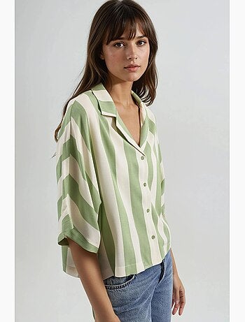 Camisa a rayas de corte relajado con botones busem