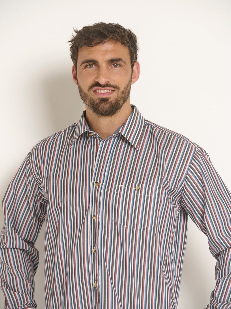 Camisa a rayas de fácil cuidado - Afibel Azul - Kiabi