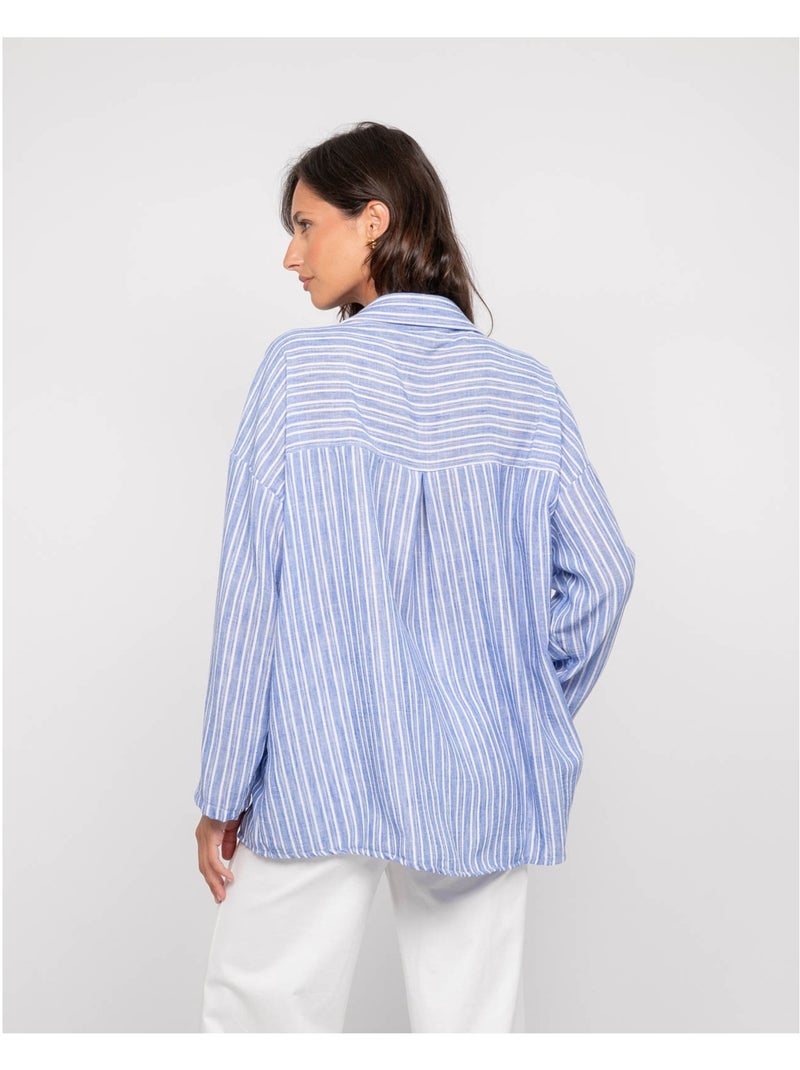 Camisa a rayas OMANE Azul - Kiabi
