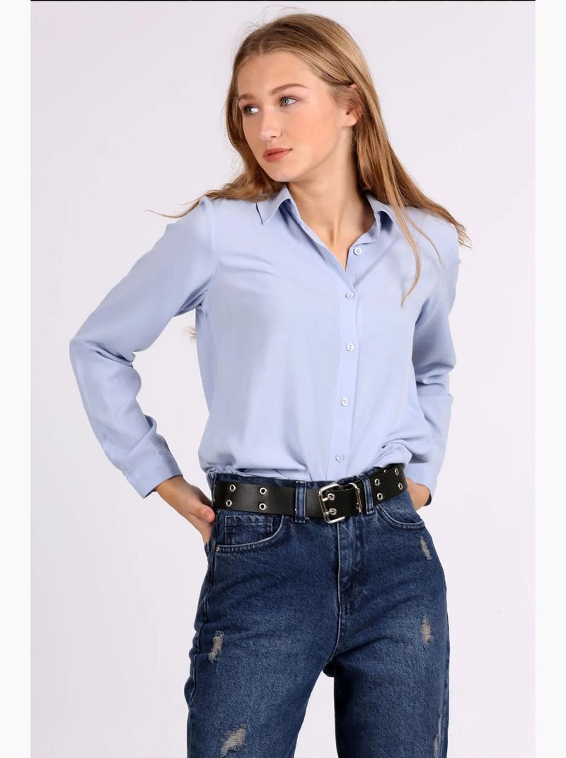 Camisa abotonada con cuello de camisa bdart Azul pastel - Kiabi