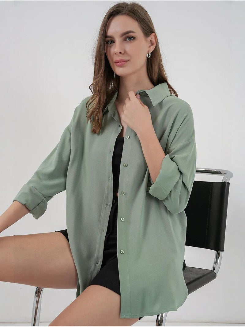 Camisa abotonada con cuello de camisa bdart Verde pastel - Kiabi
