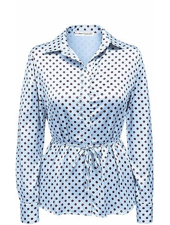 Camisa abotonada con detalle de lazada de lunares mixray