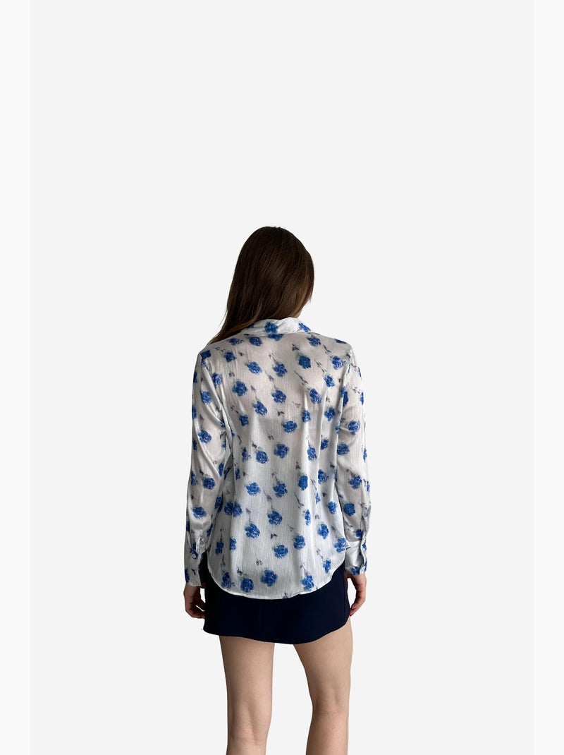 Camisa abotonada con estampado floral my fashion Azul zafiro - Kiabi