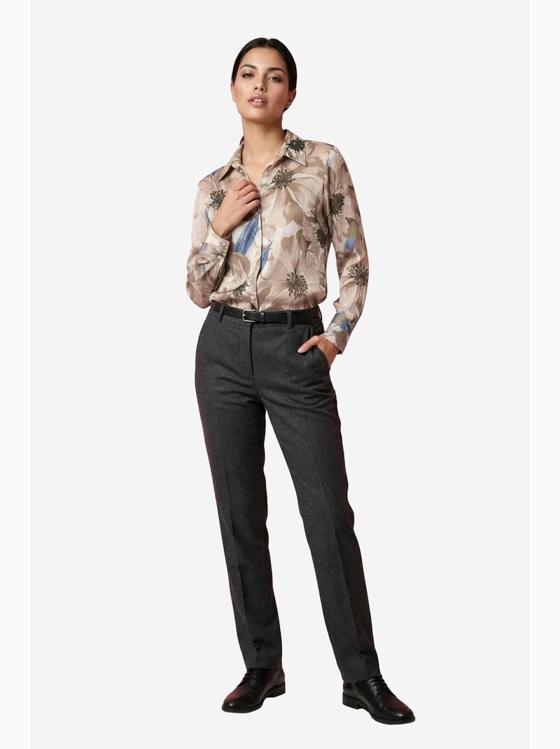 Camisa abotonada con estampado floral my fashion Marrón avellana - Kiabi