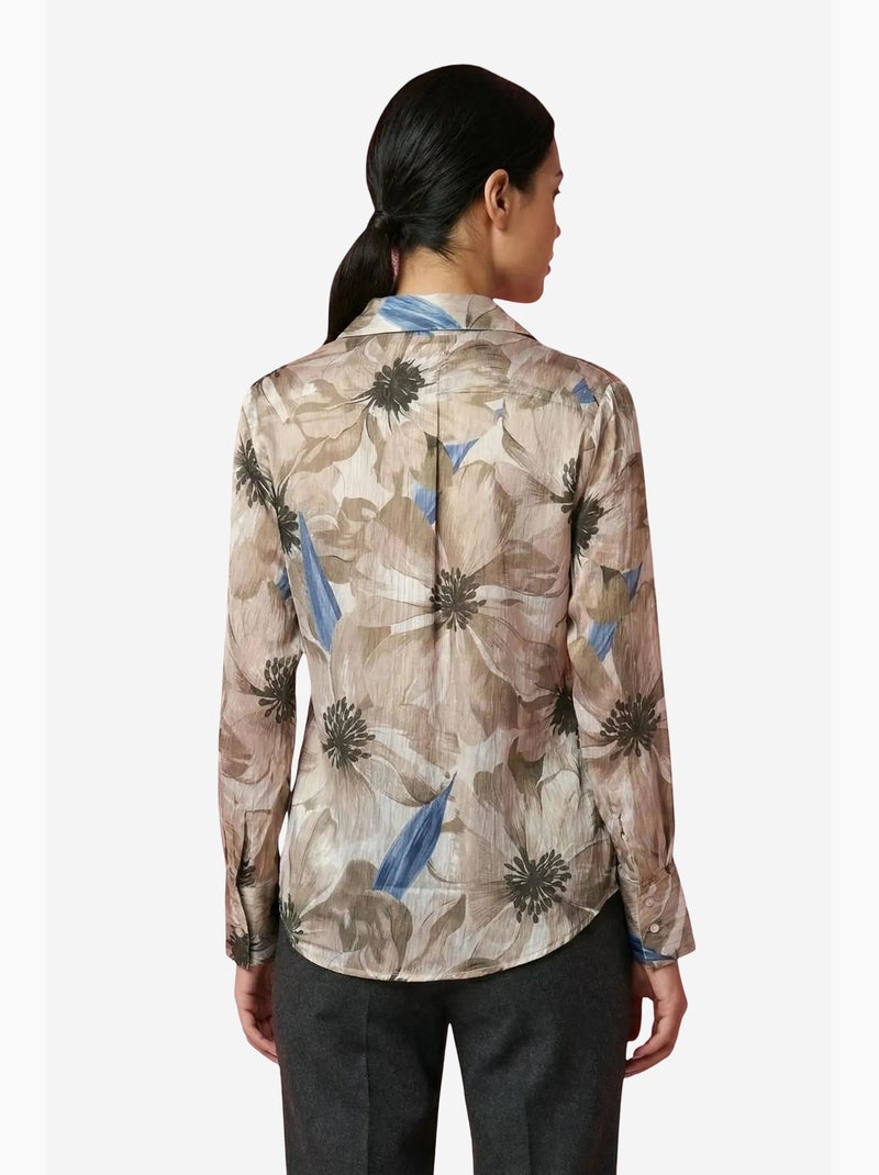 Camisa abotonada con estampado floral my fashion Marrón avellana - Kiabi