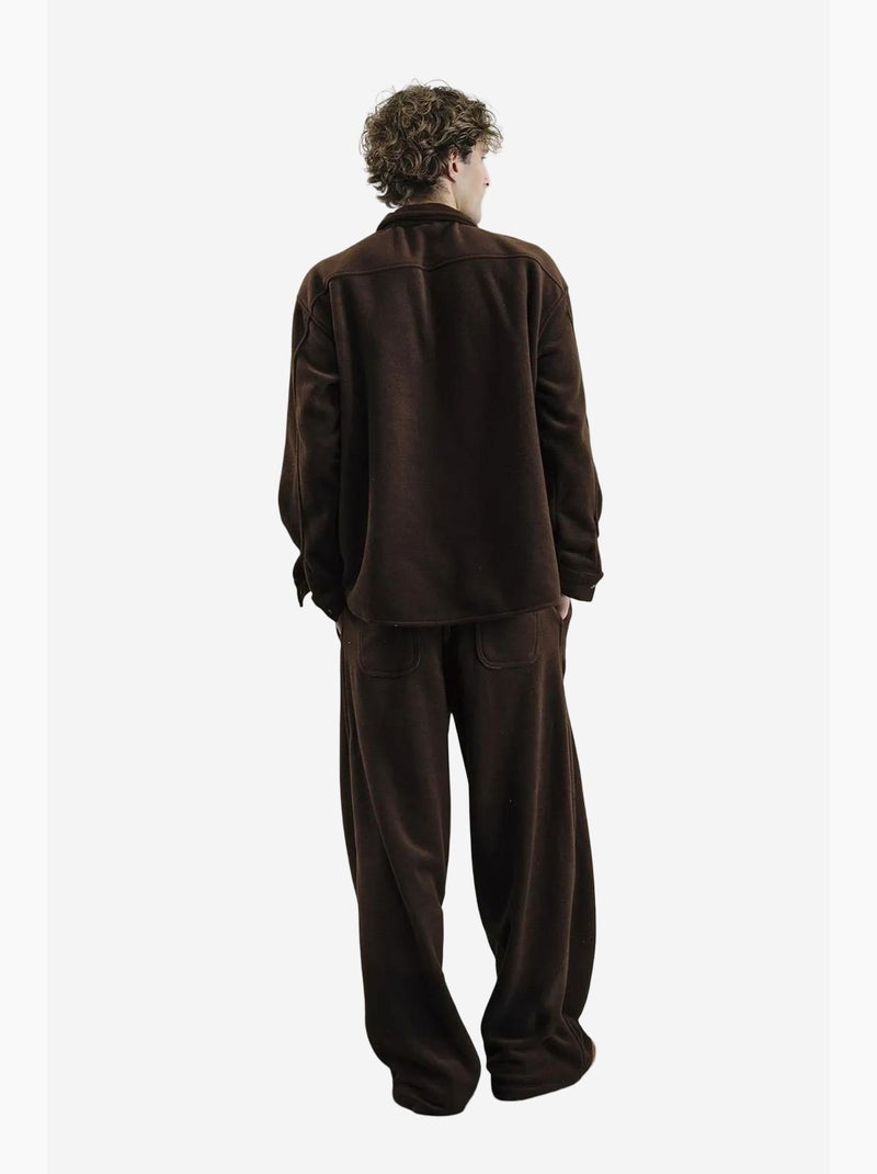 Camisa abotonada con textura de felpa giesto Marrón oscuro - Kiabi