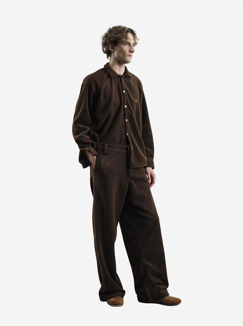Camisa abotonada con textura de felpa giesto Marrón oscuro - Kiabi