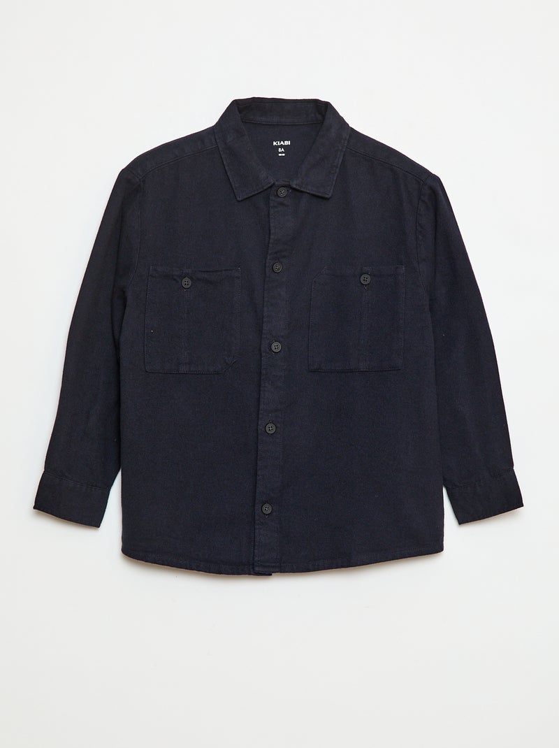 Camisa abotonada de franela Azul - Kiabi