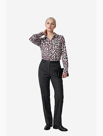 Camisa abotonada de manga larga con estampado de leopardo my fashion