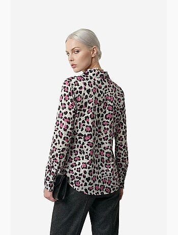 Camisa abotonada de manga larga con estampado de leopardo my fashion