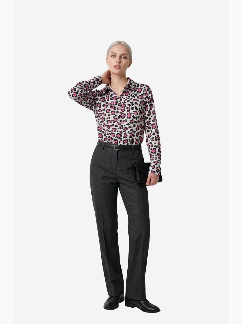 Camisa abotonada de manga larga con estampado de leopardo my fashion Magenta - Kiabi