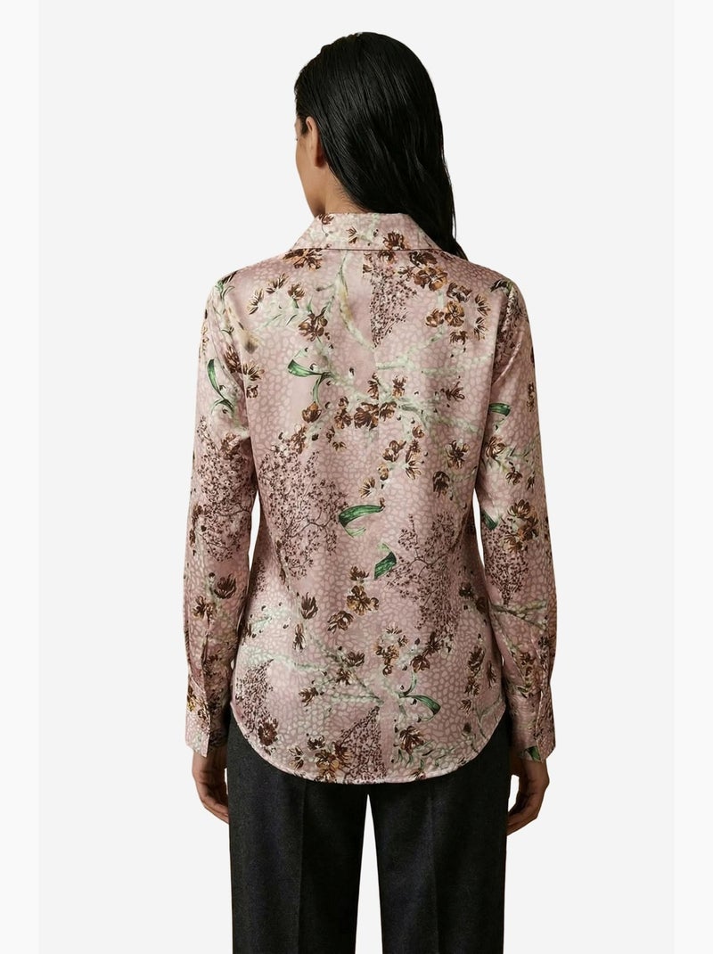 Camisa abotonada de manga larga con estampado floral my fashion Rosa viejo - Kiabi